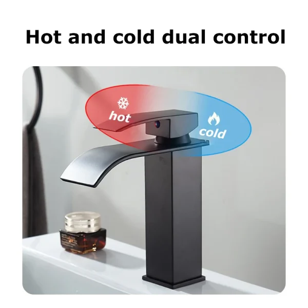 Bathroom Copper Core Waterfall Basin Faucet Stainless Steel Kitchen Wash Basin Hot and Cold Dual Control Faucet - Image 3
