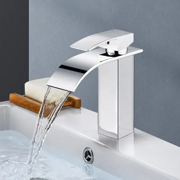 Bathroom Copper Core Waterfall Basin Faucet Stainless Steel Kitchen Wash Basin Hot and Cold Dual Control Faucet - Image 2
