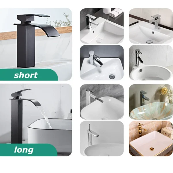 Bathroom Copper Core Waterfall Basin Faucet Stainless Steel Kitchen Wash Basin Hot and Cold Dual Control Faucet - Image 5