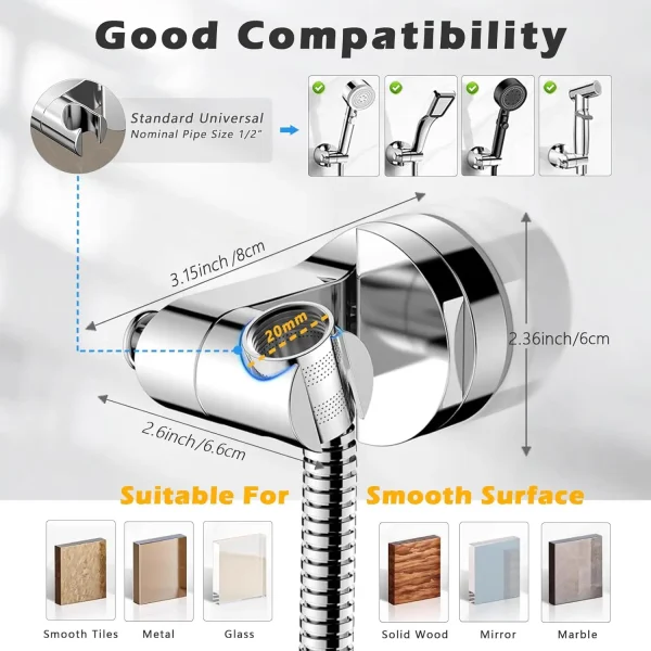 1-4Pcs Self-adhesive Adjustable Shower Head Support ABS Universal Suction Cup Holder Strong Load-bearing Shower Head Bracket - Image 5