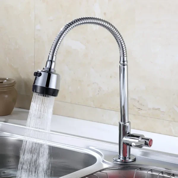 Household Kitchen Faucets Single Cold Water Tap Single Handle Single Hole Basin Sink Faucet Flexible Rotaion Kitchen Accessories - Image 4