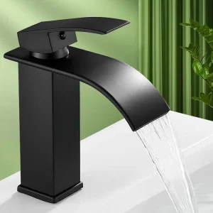 Bathroom Copper Core Waterfall Basin Faucet Stainless Steel Kitchen Wash Basin Hot and Cold Dual Control Faucet