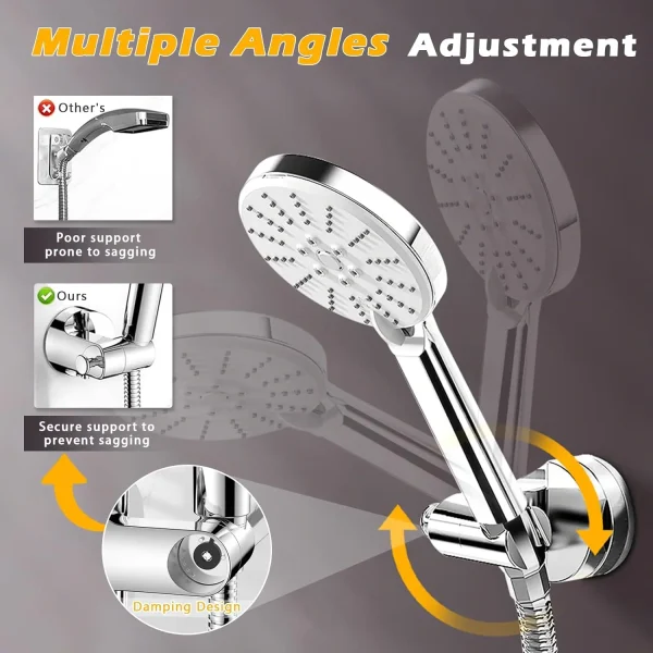 1-4Pcs Self-adhesive Adjustable Shower Head Support ABS Universal Suction Cup Holder Strong Load-bearing Shower Head Bracket - Image 3