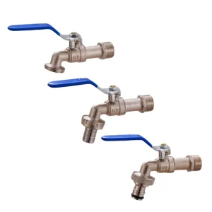 Blue Industrial and Home Irrigation Zinc Alloy Garden Bibcocks with Dual Nipple and Outdoor Balcony Faucet Bathroom Faucet
