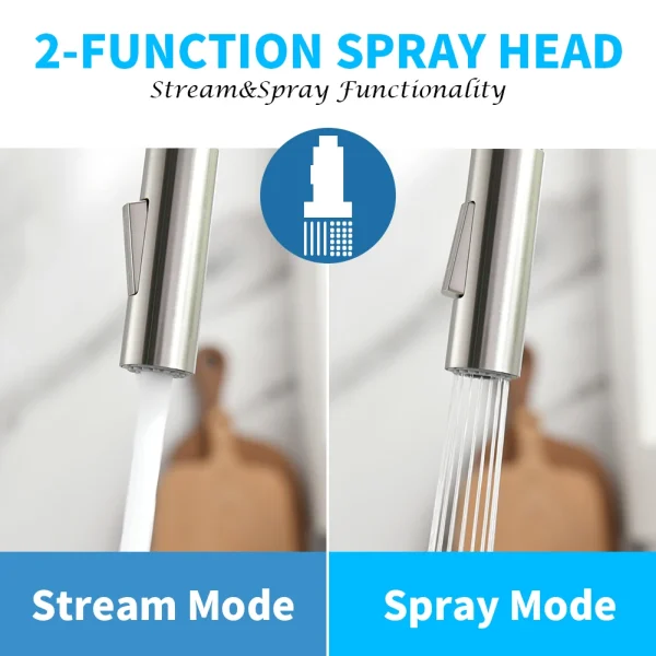 Brushed Nickel Kitchen Faucet Single Hole LED Style Pull Out Spout Kitchen Sink Stream Sprayer Head Black Mixer Tap LED 866006 - Image 2
