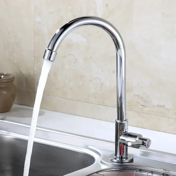 Household Kitchen Faucets Single Cold Water Tap Single Handle Single Hole Basin Sink Faucet Flexible Rotaion Kitchen Accessories - Image 2