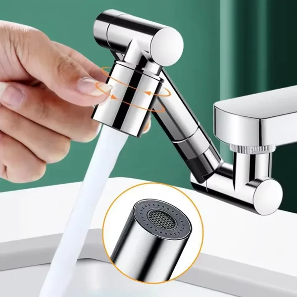 New Metal 1440 °Retractable Universal Robotic Arm Swivel Extension Faucet Aerator Kitchen Sink Faucet Extender 2 Water Flow Mode - Image 2